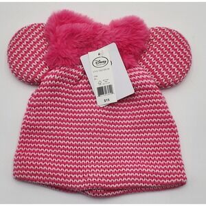 Disney Collection Pink Minnie Mouse Ears Hat Knit Beanie Kids 7-10 Years NWT M-L